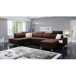 Sofá Esquinero de Lujo en forma de U Porto VI con función para dormir - Terciopelo | Hidrofóbico, Casablanca 2307