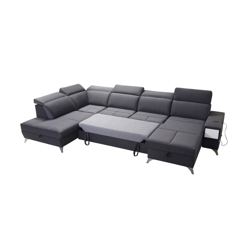 Luxuriöses Ecksofa in U-Form Porto VI mit Schlaffunktion - Samt | Hydrophob, Casablanca 2307