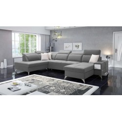 Luxus-Ecksofa in U-Form Porto VI mit Schlaffunktion - Samt | Hydrophob, Casablanca 2314