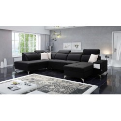 Sofá Esquinero de Lujo en forma de U Porto VI con función para dormir - Terciopelo | Hidrofóbico, Casablanca 2316