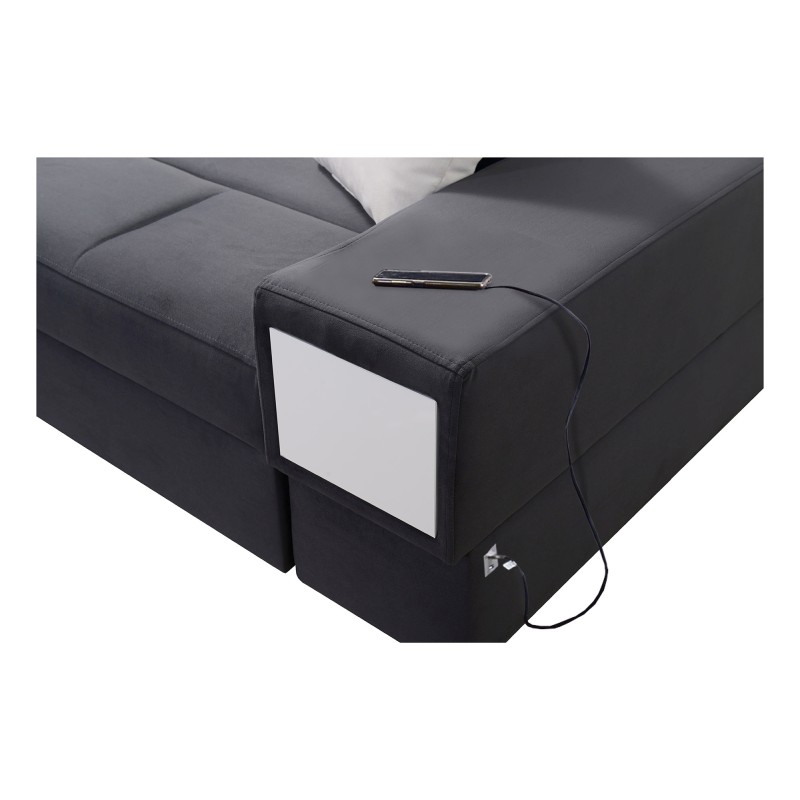 Luxury U-shaped Corner Sofa Porto VI with Sleeping Function - Velvet | Hydrophobic, Casablanca 2316