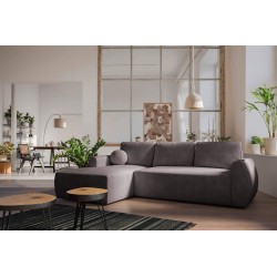 Nilo corner sofa with sleeping function and USB port in Velour fabric, Wave 10 - Comfort and style in one