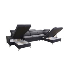 Luxuriöse U-förmige Ecksofa Porto VI mit Schlaffunktion - Velours | Hydrophob, Casablanca 2315