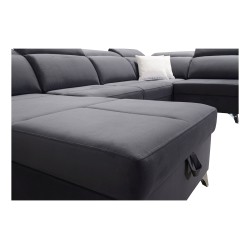 Luxuriöse U-förmige Ecksofa Porto VI mit Schlaffunktion - Velours | Hydrophob, Casablanca 2315