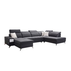 Luxury U-shaped Corner Sofa Porto VI with a Sleeping Function - Velvet | Hydrophobic, Casablanca 2301