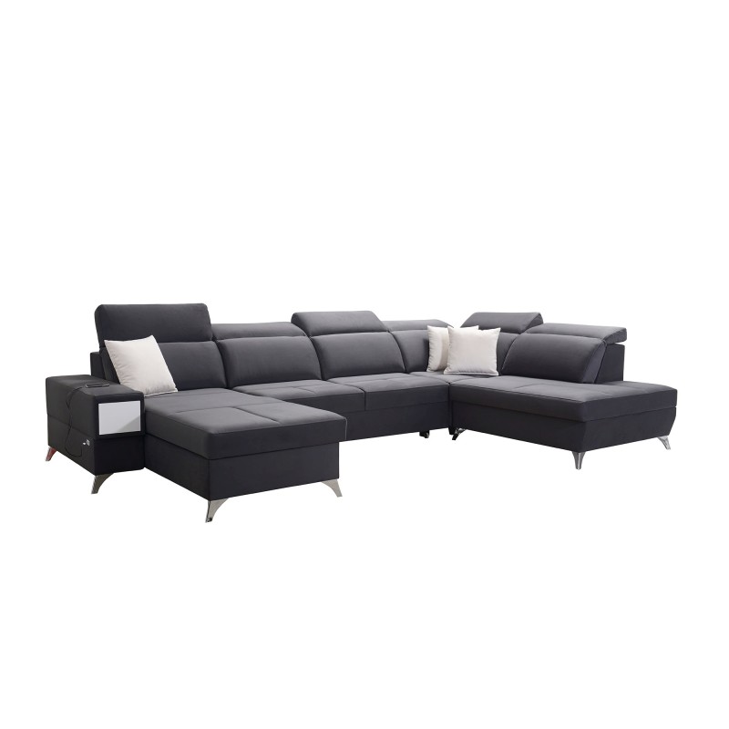 Luxury U-shaped Corner Sofa Porto VI with a Sleeping Function - Velvet | Hydrophobic, Casablanca 2301