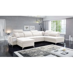 Luxus-Sofa in U-Form Porto VI mit Schlaffunktion - Samt | Hydrophob, Casablanca 2301