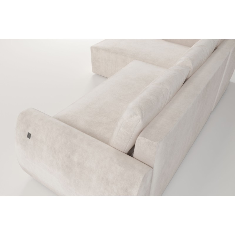 Nilo corner sofa with sleeping function and USB port in Velvet fabric, Wave 6 - Comfort and style in one