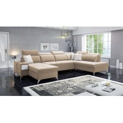 Luxuriöses U-förmiges Sofa Porto VI mit Schlaffunktion - Samt | Hydrophob, Casablanca 2304