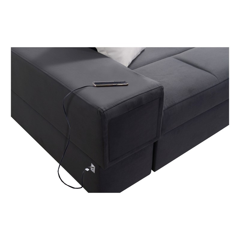 Luxury U-Shaped Corner Sofa Porto VI with Sleeping Function - Velvet | Hydrophobic, Casablanca 2307