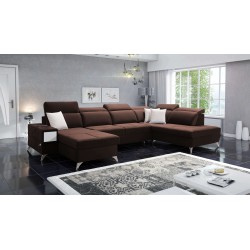Luxuriöses Ecksofa in U-Form Porto VI mit Schlaffunktion - Samt | Hydrophob, Casablanca 2307