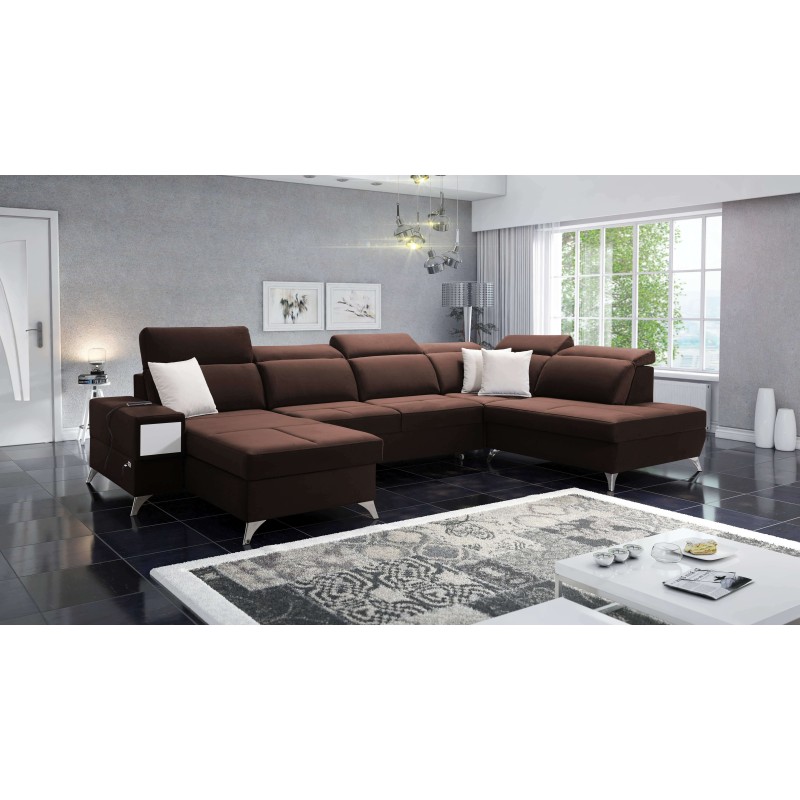 Luxuriöses Ecksofa in U-Form Porto VI mit Schlaffunktion - Samt | Hydrophob, Casablanca 2307