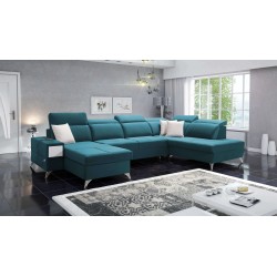 Luxuriöses U-förmiges Ecksofa Porto VI mit Schlaffunktion - Samt | Hydrophob, Casablanca 2313