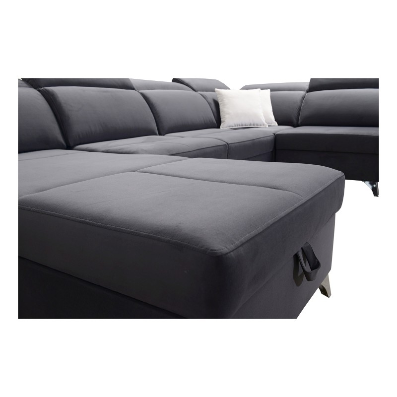 Luxus-Ecksofa in U-Form Porto VI mit Schlaffunktion - Samt | Hydrophob, Casablanca 2314