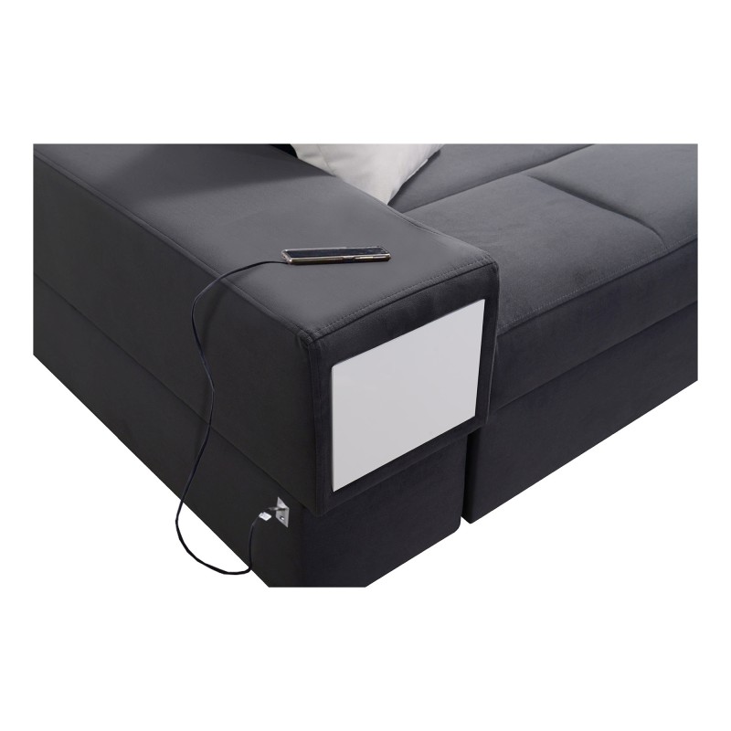 Luxury U-shaped Corner Sofa Porto VI with Sleeping Function - Velvet | Hydrophobic, Casablanca 2314