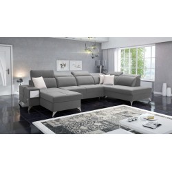 Sofá esquinero de lujo en forma de U Porto VI con función de cama - Terciopelo | Hidrofóbico, Casablanca 2314