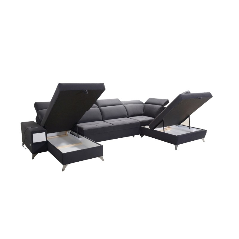 Luxuriöses Ecksofa in U-Form Porto VI mit Schlaffunktion - Samt | Wasserabweisend, Casablanca 2316