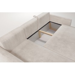 Esquinero Nilo con función de cama y puerto USB en tela de terciopelo, Wave 5 - Comodidad y estilo en uno.