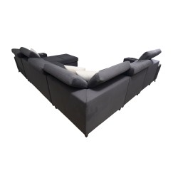U-förmiges Ecksofa Porto VIII mit Schlaffunktion und USB-Anschluss | Möbel in Samtstoff | Hydrophob, Casablanca 2307