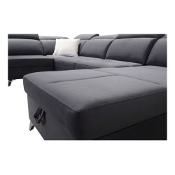 U-förmiges Ecksofa Porto VIII mit Schlaffunktion und USB-Anschluss | Möbelstück aus Veloursstoff | Hydrophob, Casablanca 2314