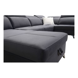 U-förmiges Ecksofa Porto VIII mit Schlaffunktion und USB-Anschluss | Möbelstück in Samtstoff | Hydrophob, Casablanca 2315