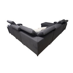 Sofá en forma de U Porto VIII con función de cama y puerto USB | Mueble en tela de terciopelo | Hidrófobo, Casablanca 2315