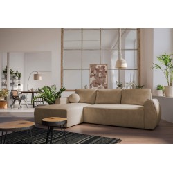 Nilo corner sofa with sleeping function and USB port in Velvet fabric, Wave 4 - Comfort and style in one