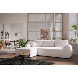 Nilo corner sofa with sleeping function and USB port in Velvet fabric, Wave 1 - Comfort and style in one
