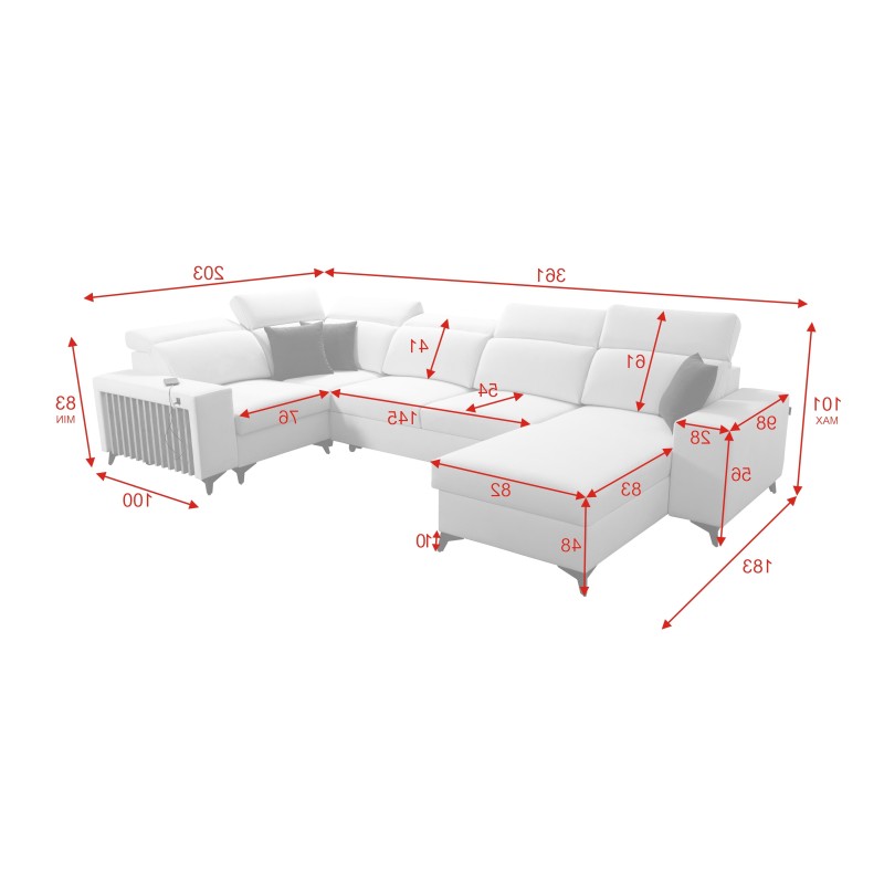 U-shaped Alto IV sectional with a sleeping function - Plecionka, Sawana 26