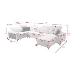 U-shaped Alto IV corner sofa with sleeping function - Plecionka, Sawana 84