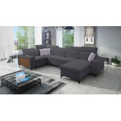 U-förmiges Sofa Alto IV mit Schlaffunktion - Flechtwerk, Sawana 96