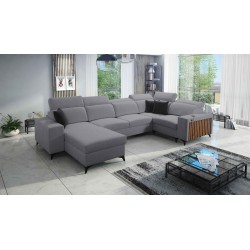 Sofá esquinero en forma de U Alto IV con función de cama - Tejido, Sawana 21