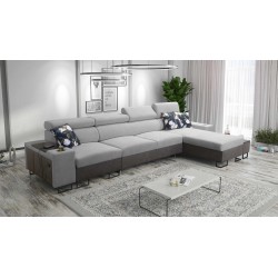 Prestige XII Maxi corner sofa with a sleeping function, USB port in Soft Touch fabric, Freya 210.20 + Tauro 8207 | Your living r