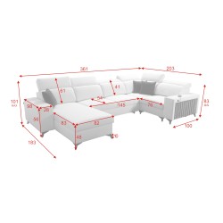 U-shaped corner sofa Alto IV with a sleeping function - Woven fabric, Sawana 25