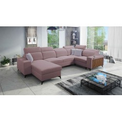 U-förmiges Sofa Alto IV mit Schlaffunktion - Geflecht, Sawana 61