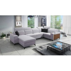 U-förmiges Ecksofa Alto IV mit Schlaffunktion - Geflecht, Sawana 84