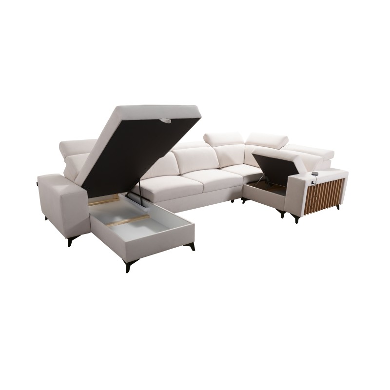 U-shaped Alto IV corner sofa with sleeping function - Plecionka, Sawana 84