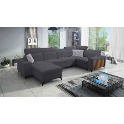 U-förmiges Sofa Alto IV mit Schlaffunktion - Flechtwerk, Sawana 96