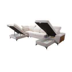 U-shaped corner sofa Alto VI with slats, sleeping function, and adjustable headrests, Weave, Sawana 21
