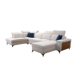 U-förmiges Sofa Alto VI mit Lamellen, Schlaffunktion und verstellbaren Kopfstützen Plecionka, Sawana 72