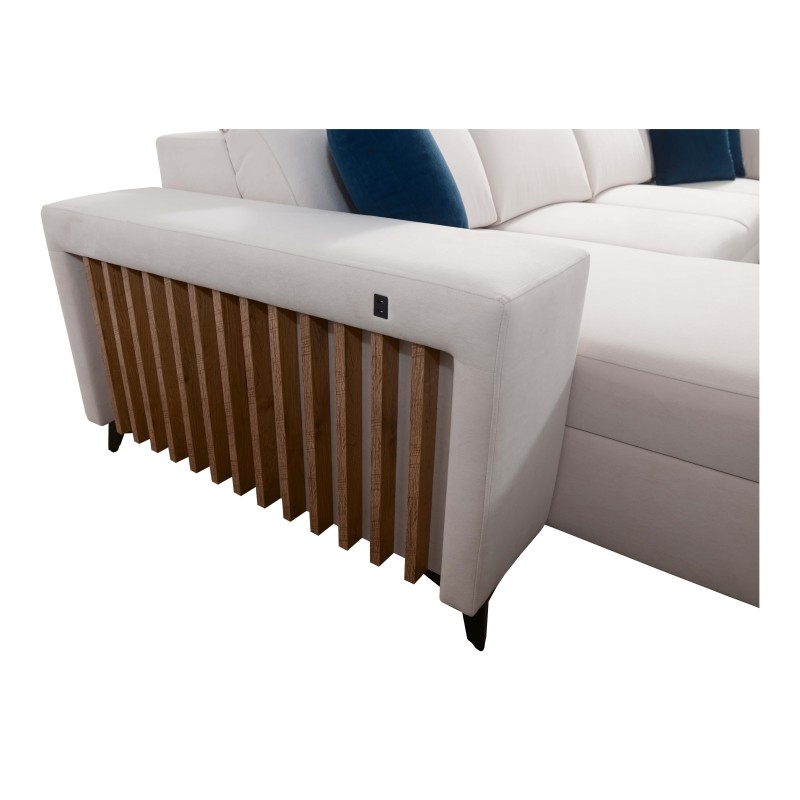 U-shaped corner sofa Alto VI with slats, sleeping function, and adjustable headrests, Weave, Sawana 21