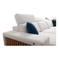 U-shaped Alto VI sectional sofa with slats, sleeping function, and adjustable headrests in Plecionka, Sawana 25