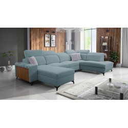 U-shaped Alto VI sectional sofa with slats, sleeping function, and adjustable headrests, Plecionka, Sawana 72