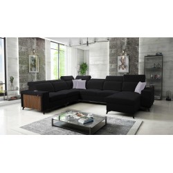 Modern Corner Sofa U Alto VIII with Slats - Wicker, Sawana 14