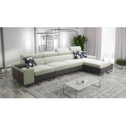 Prestige XII Maxi Ecksofa mit Schlaffunktion, USB-Anschluss in weichem Stoff, Freya 210.11 + Tauro 8207 | Ihr Wohnzimmer auf no