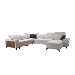 Modern Corner Sofa U Alto VIII with Slats - Wicker, Sawana 25