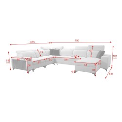 Modern Corner Sofa U Alto VIII with Slats - Wicker, Sawana 61