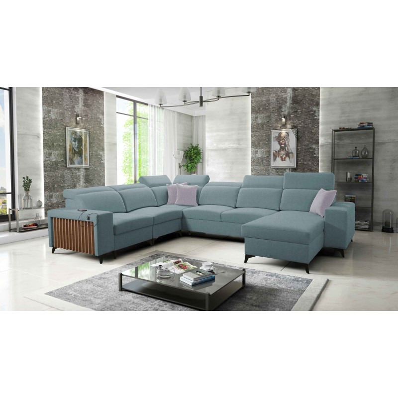 Moderner Ecksofa U Alto VIII mit Lamellen - Geflecht, Sawana 72