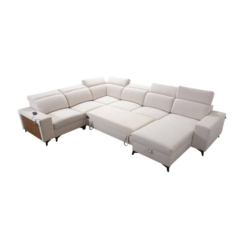 Modern Corner Sofa U Alto VIII with Slats - Wicker, Sawana 84