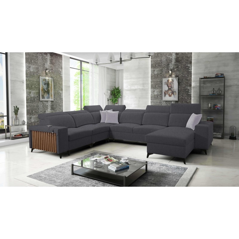 Moderner Ecksofa U Alto VIII mit Lamellen - Geflecht, Sawana 96